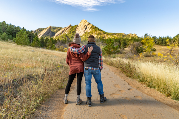 Couple hiking at Chautauqua in Boulder, CO